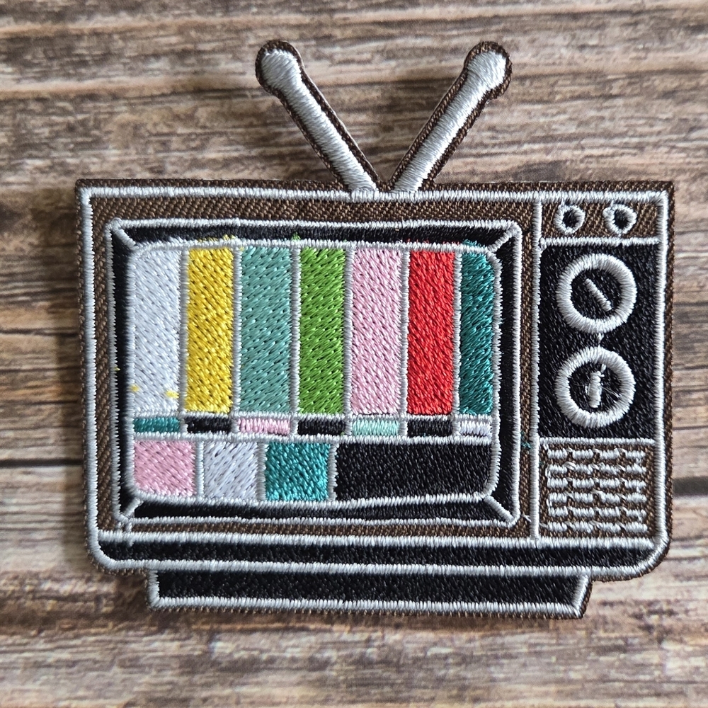 Retro TV With Antenna Test Pattern Vintage Old School Hipster Iron On Patch